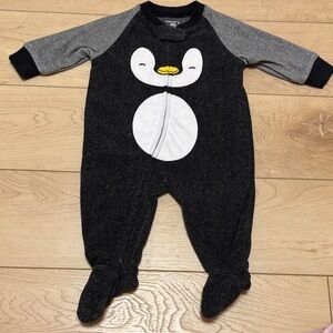 Carter's Black and Gray Penguin Footie